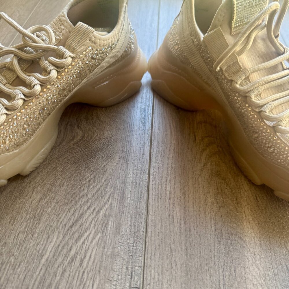 Steve Madden NY90 Rhinestone Knit Sneakers | Beige Bling | Size 7.5 - Picture 4 of 5